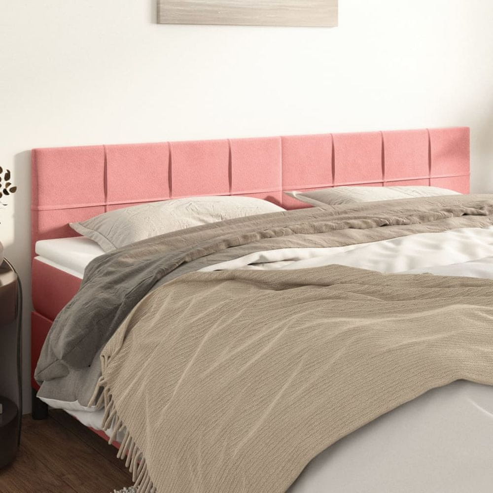 Vidaxl Čelá postele 2 ks ružové 100x5x78/88 cm zamat